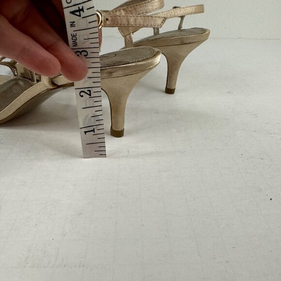 Adrianna Papell Amari Blush Rhinestone Strappy Pump Heel Satin Size 6.5M Formal - Picture 7 of 10